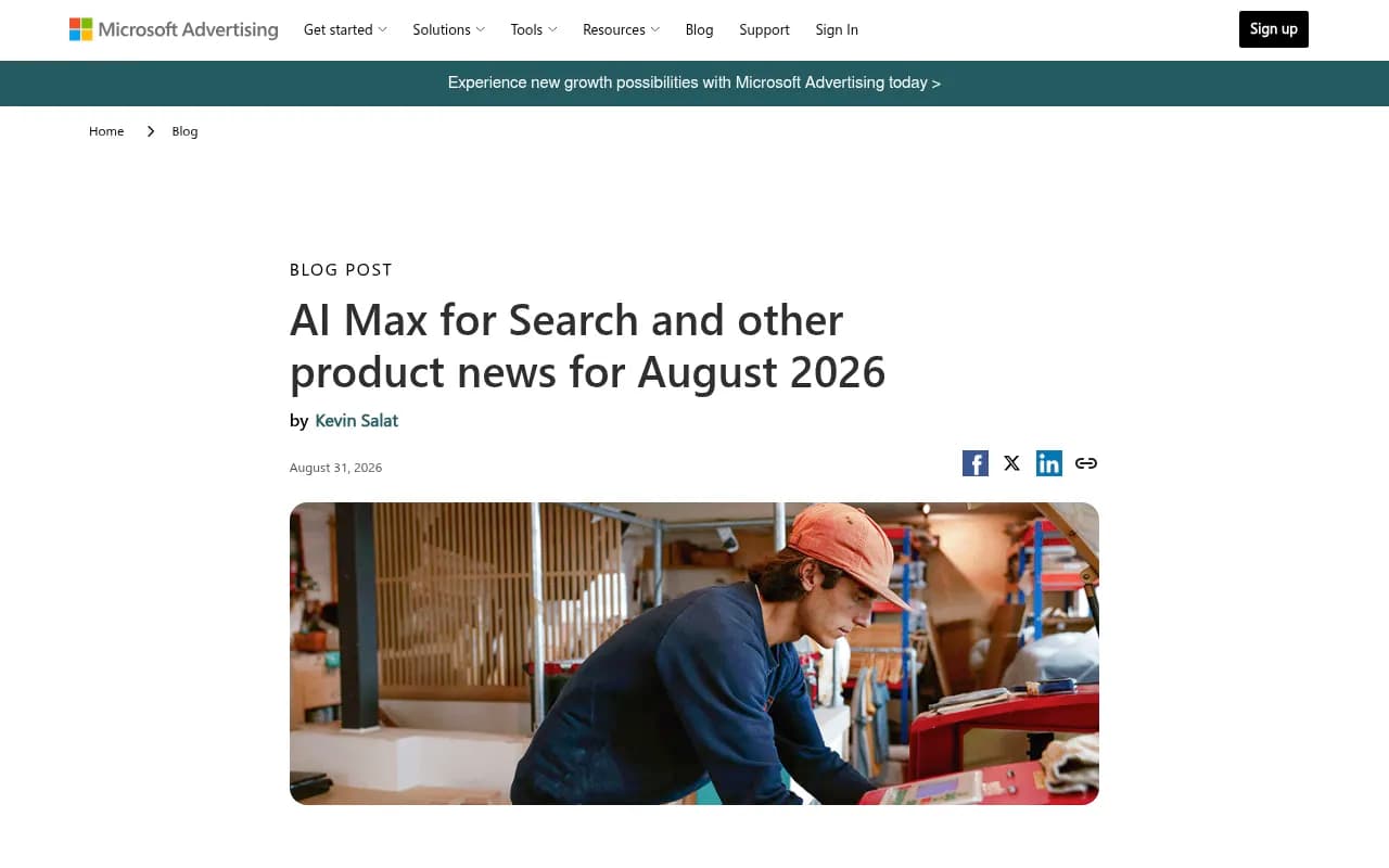 Microsoft Advertising product news roundup covering AI search and Copilot-related updates
