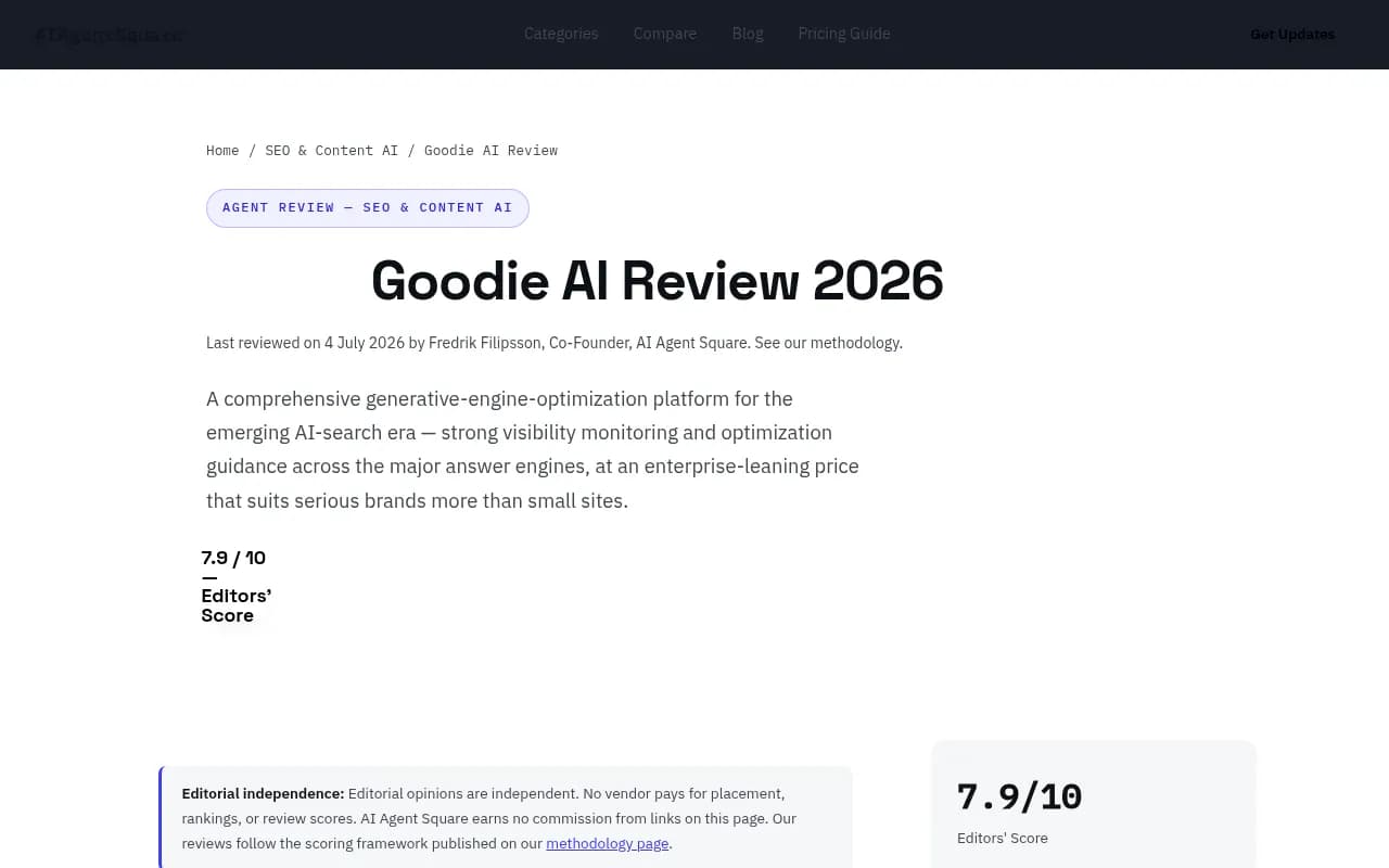 Goodie AI Review 2026: Pricing, Features & Verdict on AI Agent Square
