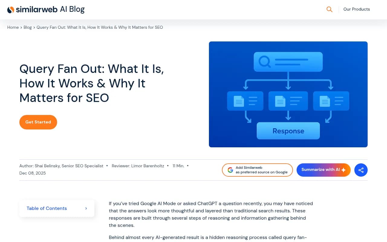 Similarweb's explainer on query fan-out and how to cover full topic ecosystems rather than single phrases