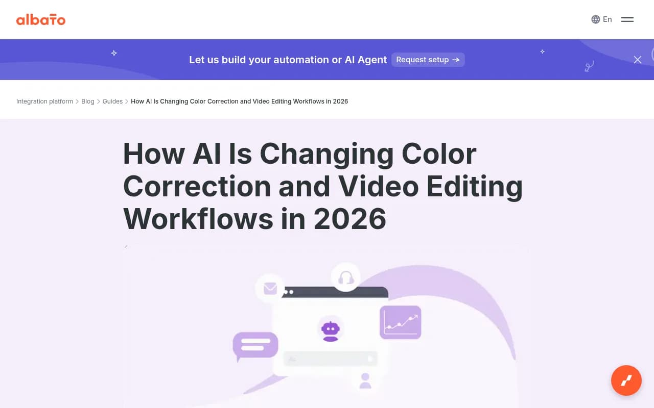Albato's breakdown of AI-assisted editing workflows, showing where automated steps sit relative to human creative review