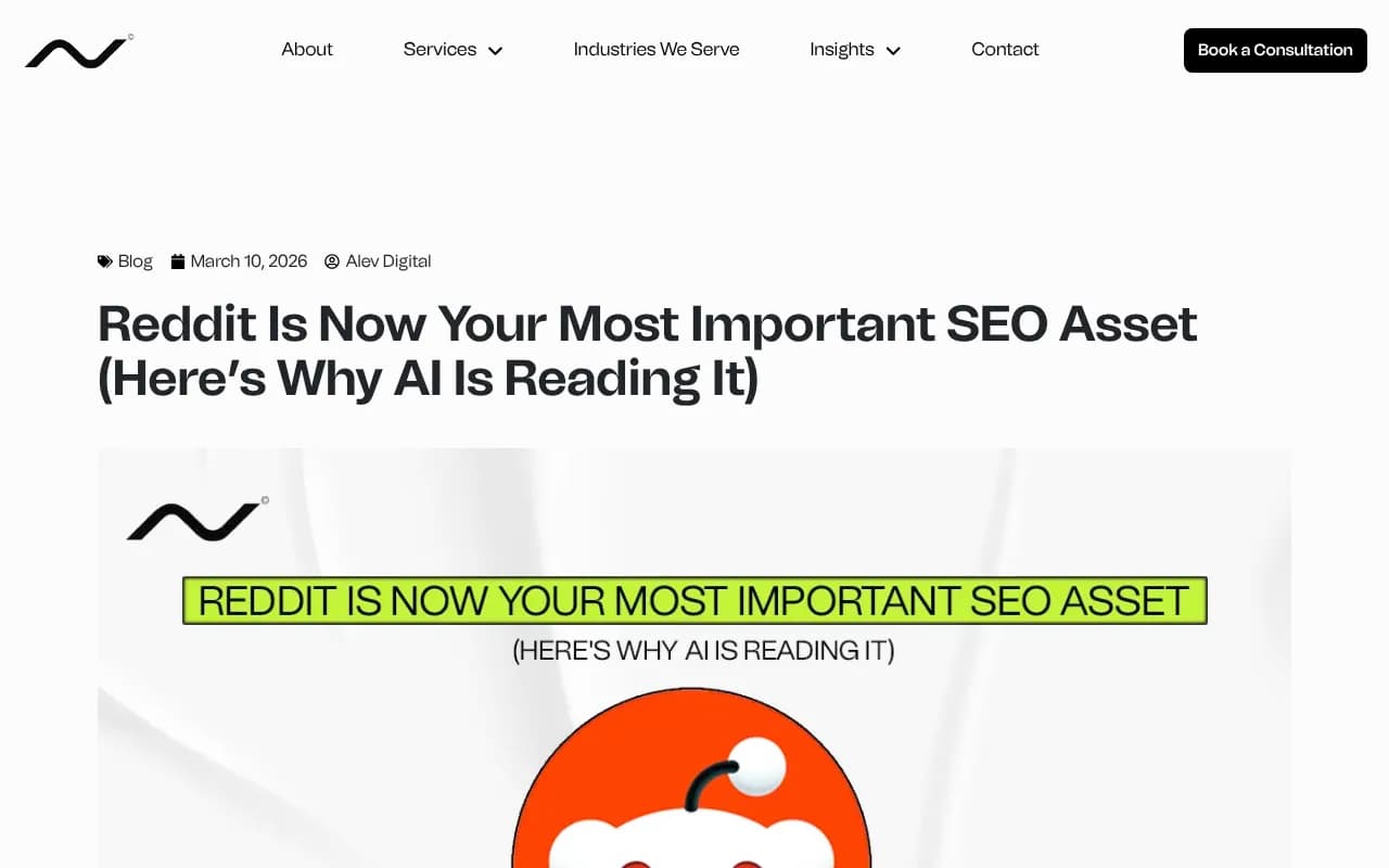 Reddit Is Now Your Most Important SEO Asset - Alev Digital analysis of Reddit's role in AI search