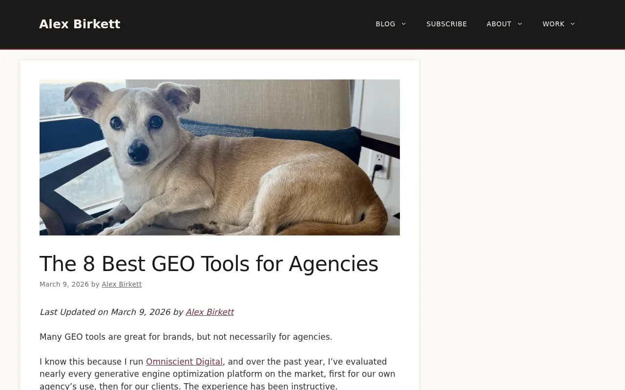 Alex Birkett's guide to the 8 best GEO tools for agencies -- a useful reference for understanding what agency-specific requirements actually look like in practice