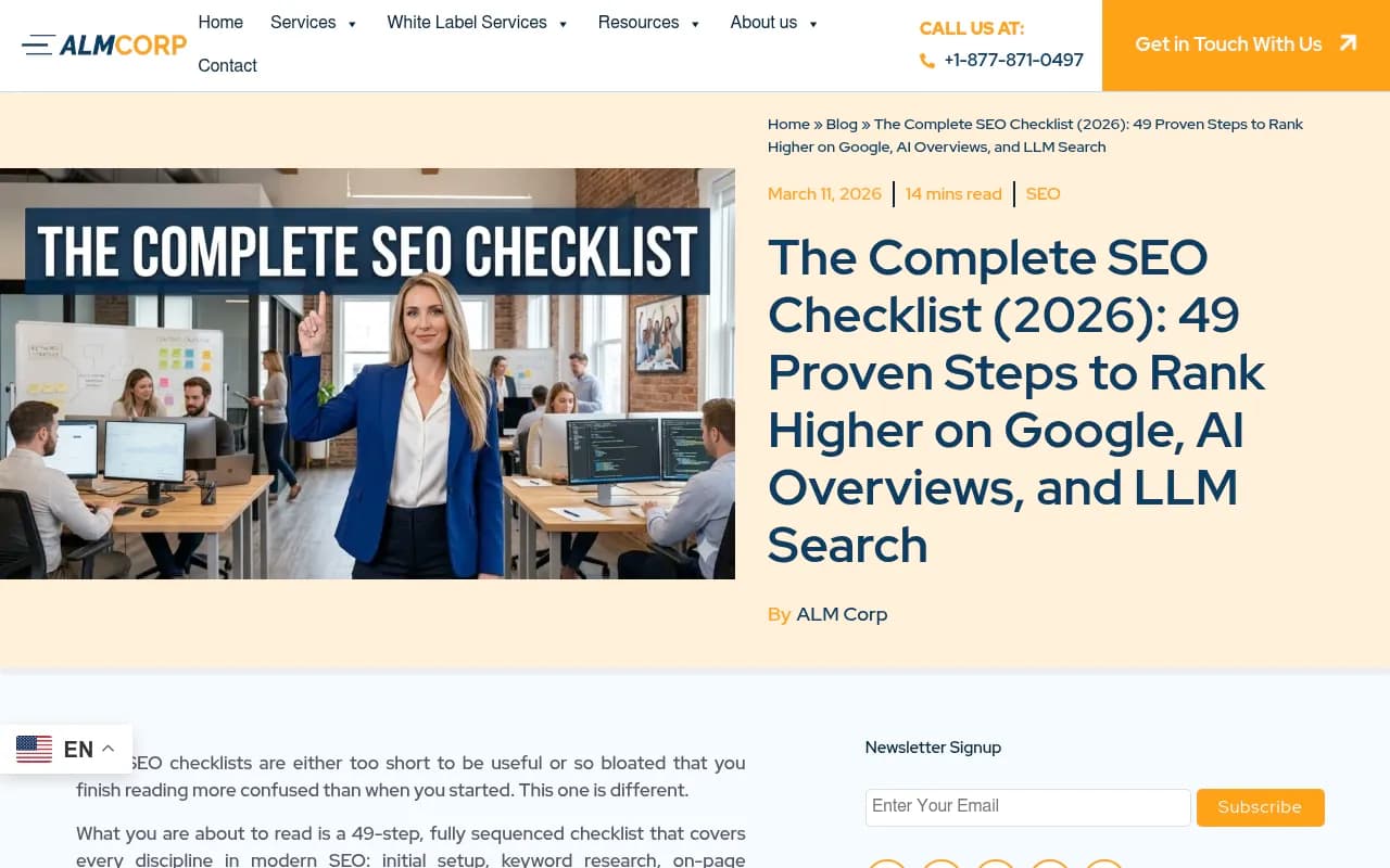 Complete SEO checklist showing content freshness and AI visibility steps