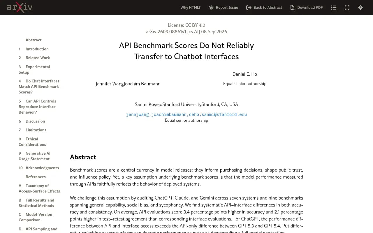 Stanford paper on API versus chatbot interface differences