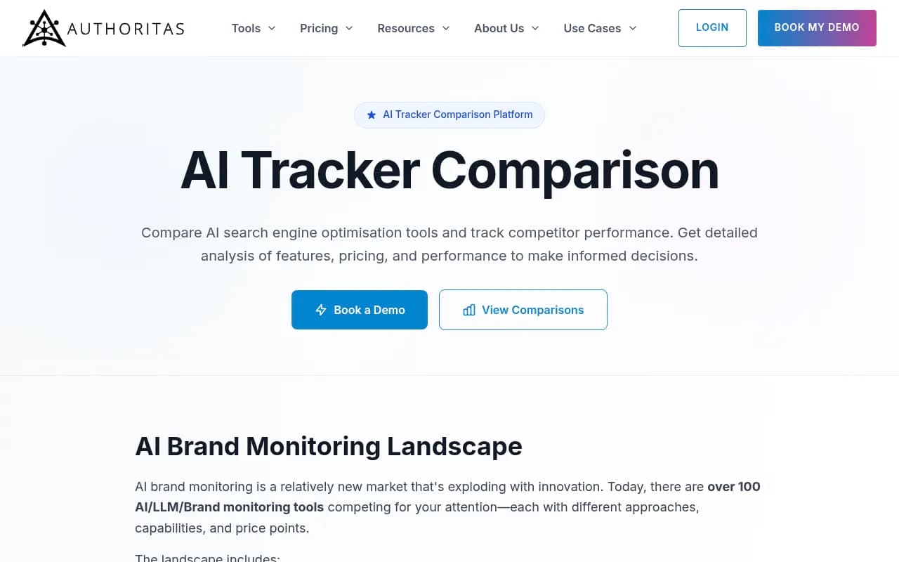 AI tracker comparison landscape showing the range of tools in the market