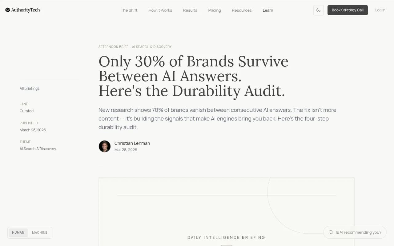 Research showing AI citation durability data and brand visibility survival rates across multiple AI answer runs