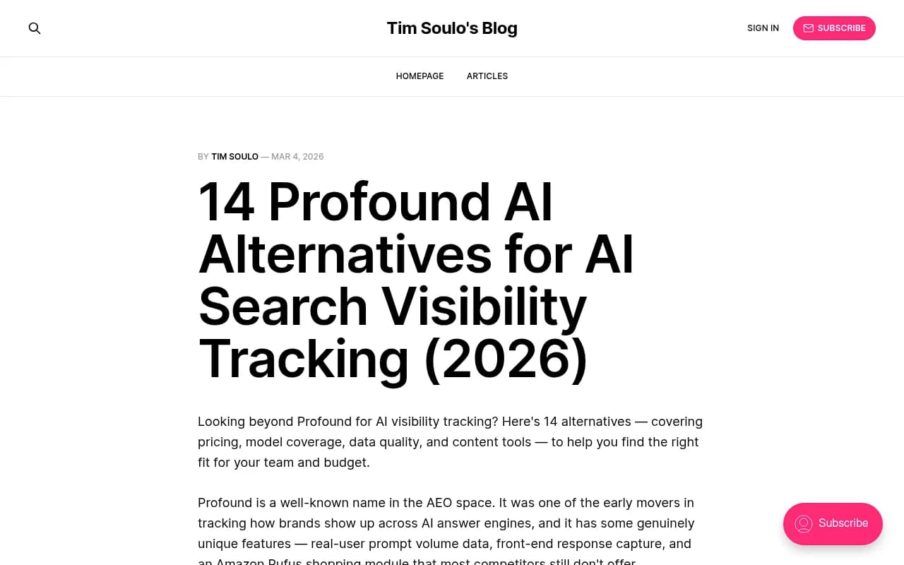 Independent review of Profound AI alternatives for AI search visibility tracking in 2026