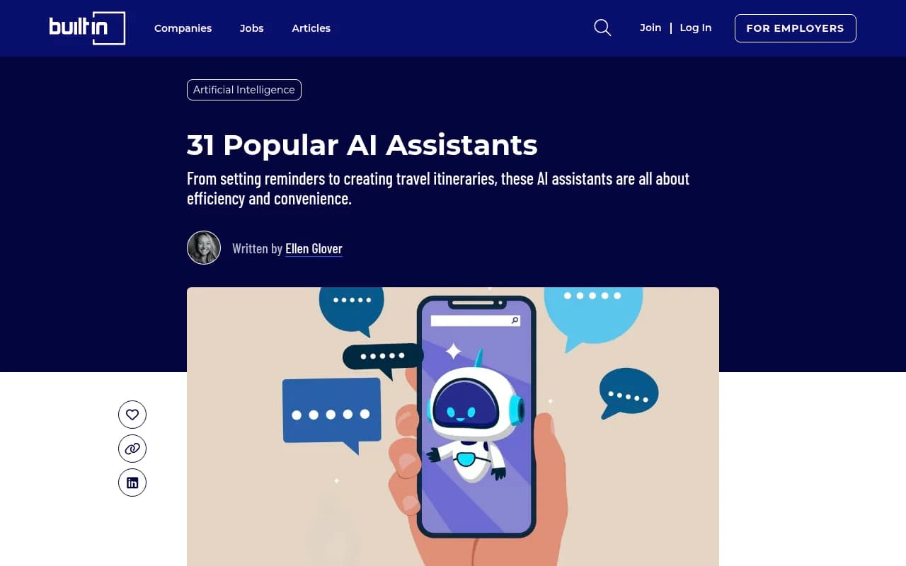 Built In's roundup of popular AI assistants in 2026, covering Alexa+, Meta AI, Siri and others
