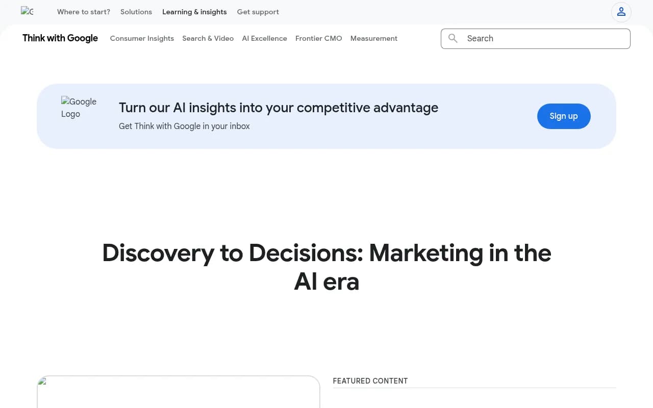 Think with Google US hub featuring AI-era marketing and holiday shopping research