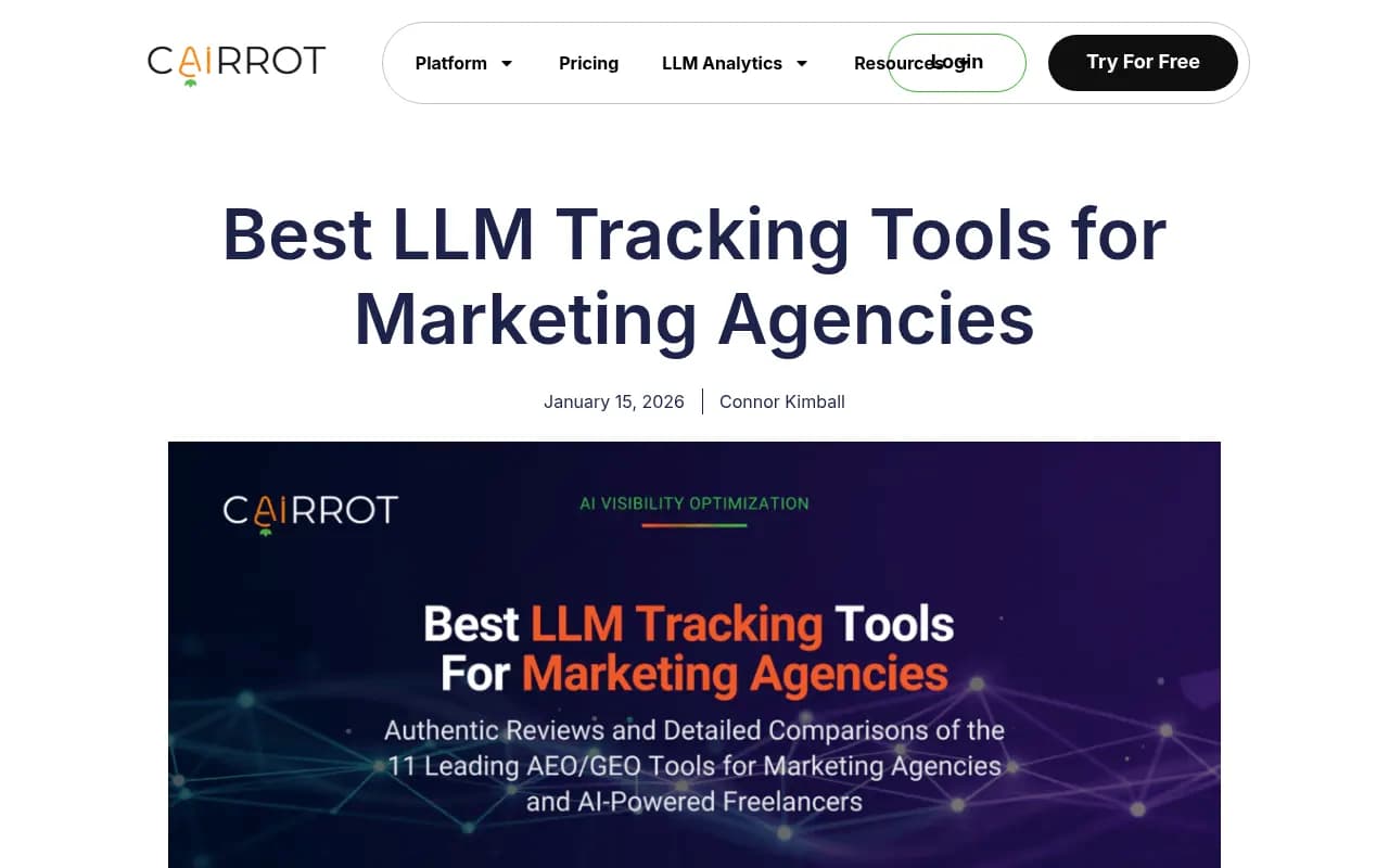 Cairrot's blog comparing LLM rank tracking tools for marketing agencies