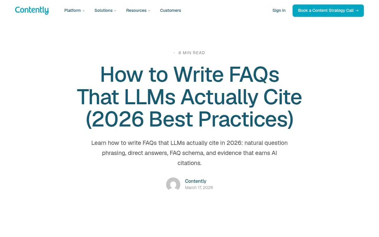 Contently's guide on writing FAQs that LLMs cite
