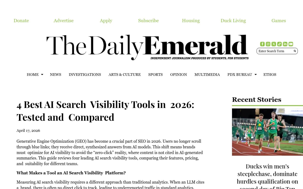 Overview of AI search visibility tools compared in 2026