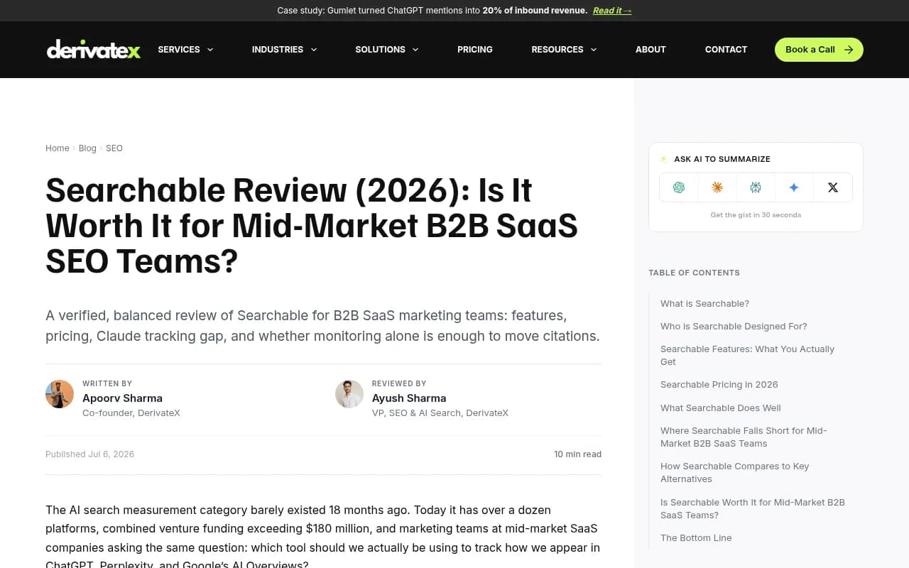 Searchable review for mid-market B2B SaaS teams - feature and pricing analysis