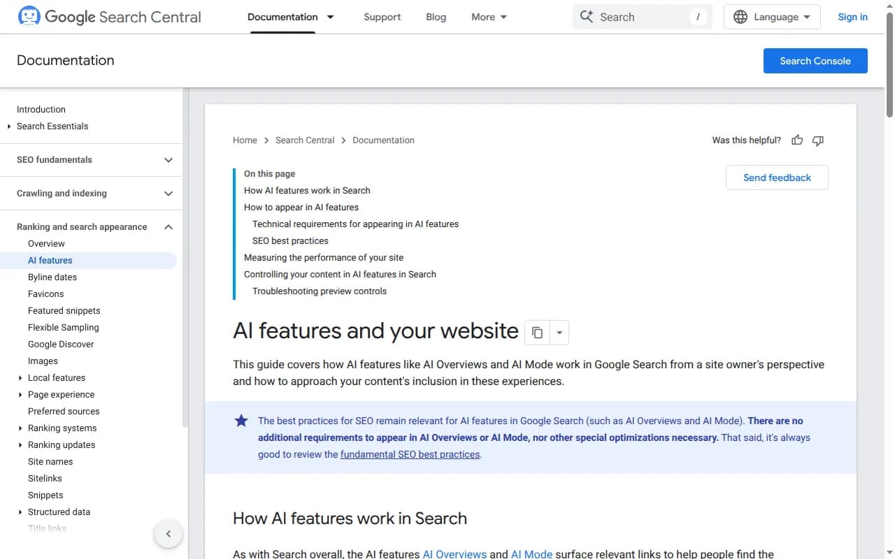 Google's official documentation on AI features and how they use query fan-out to build responses