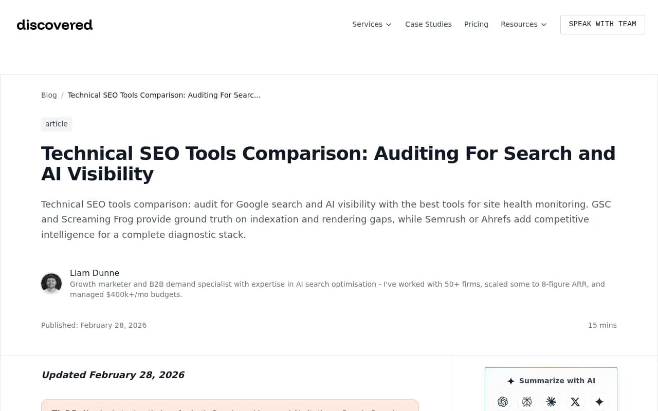 Technical SEO Tools Comparison: Auditing For Search and AI Visibility