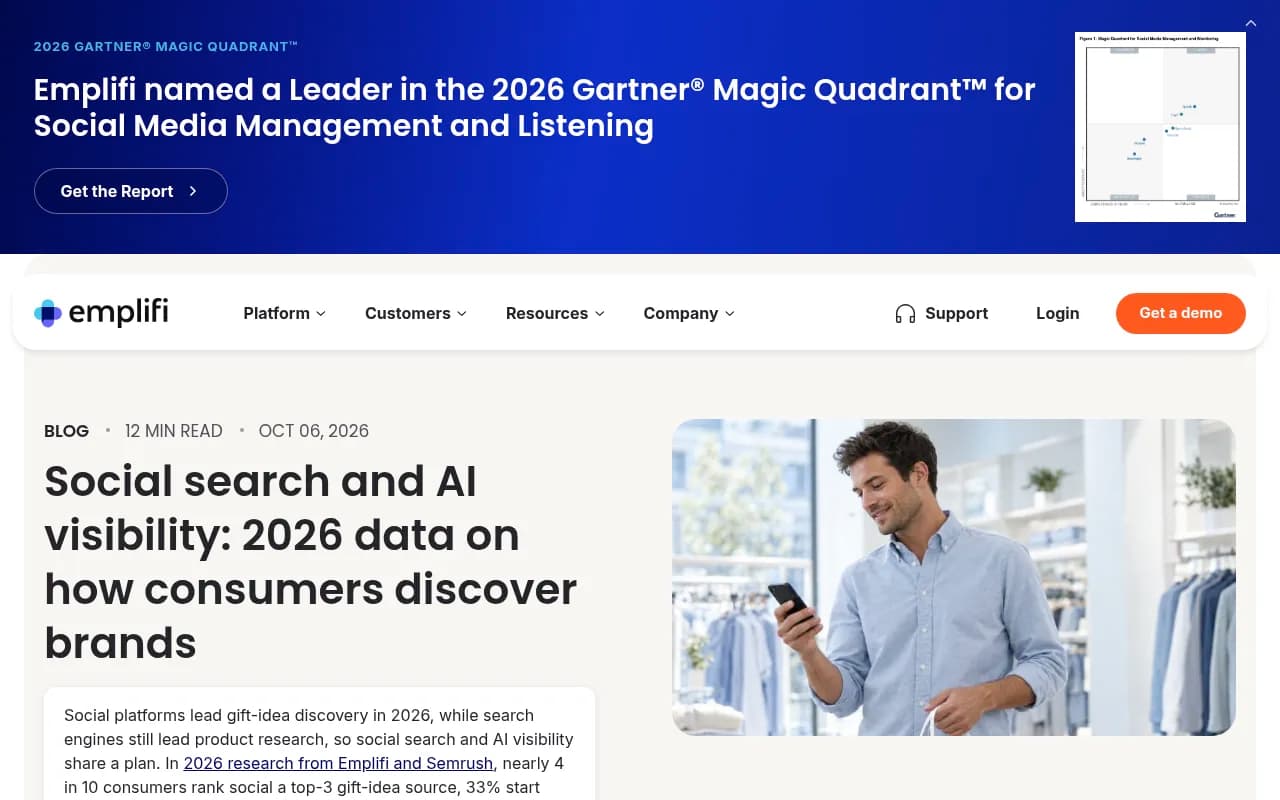 Emplifi 2026 report data on social search and AI visibility