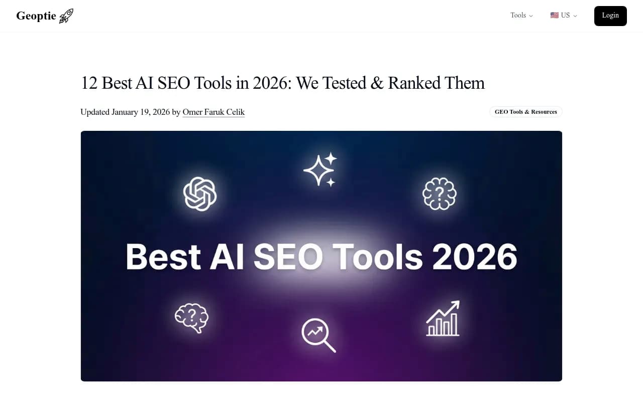 Independent ranking of AI SEO tools for 2026 from Geoptie's tested comparison