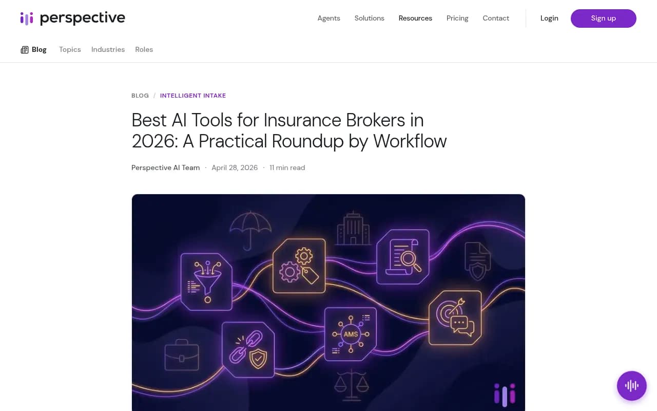 Perspective AI roundup of AI tools for insurance brokers by workflow