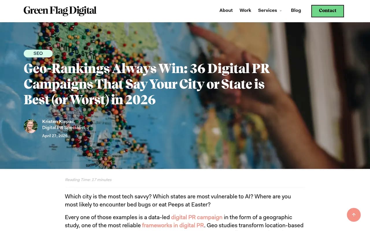 A roundup of geographic digital PR campaigns showing how city- and state-level content earns backlinks and local media coverage