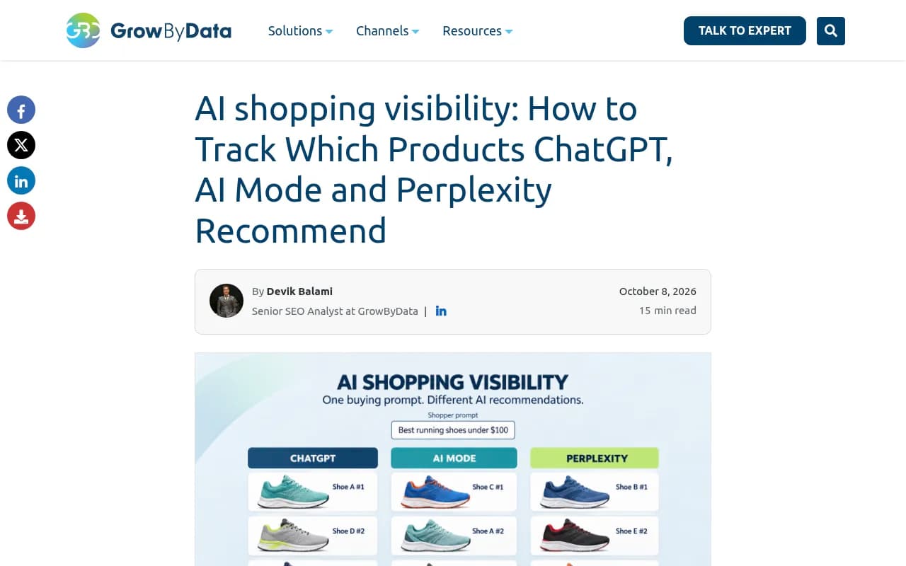GrowByData's AI shopping visibility study comparing ChatGPT, Google AI Mode and AI Overviews