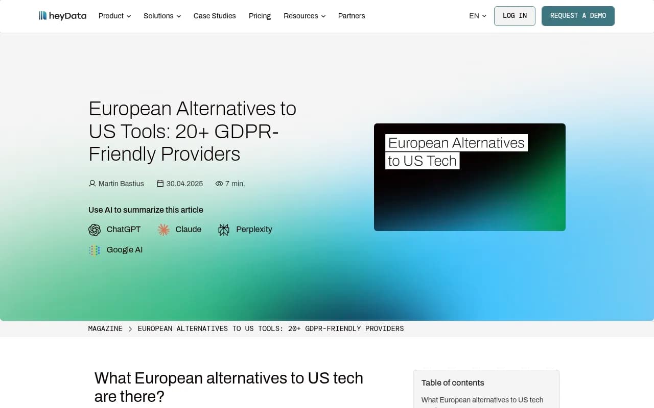 heyData guide to European alternatives to US tools