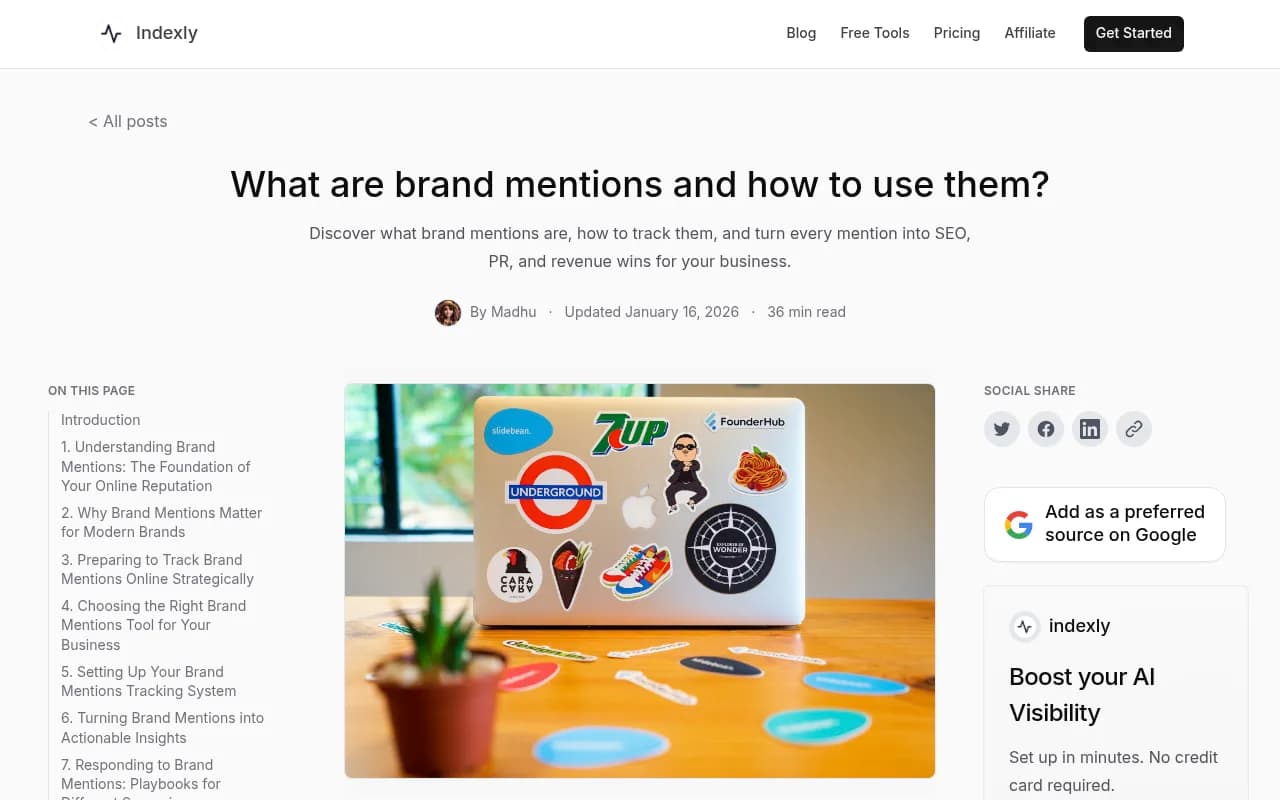 Indexly guide on what brand mentions are and how to use them