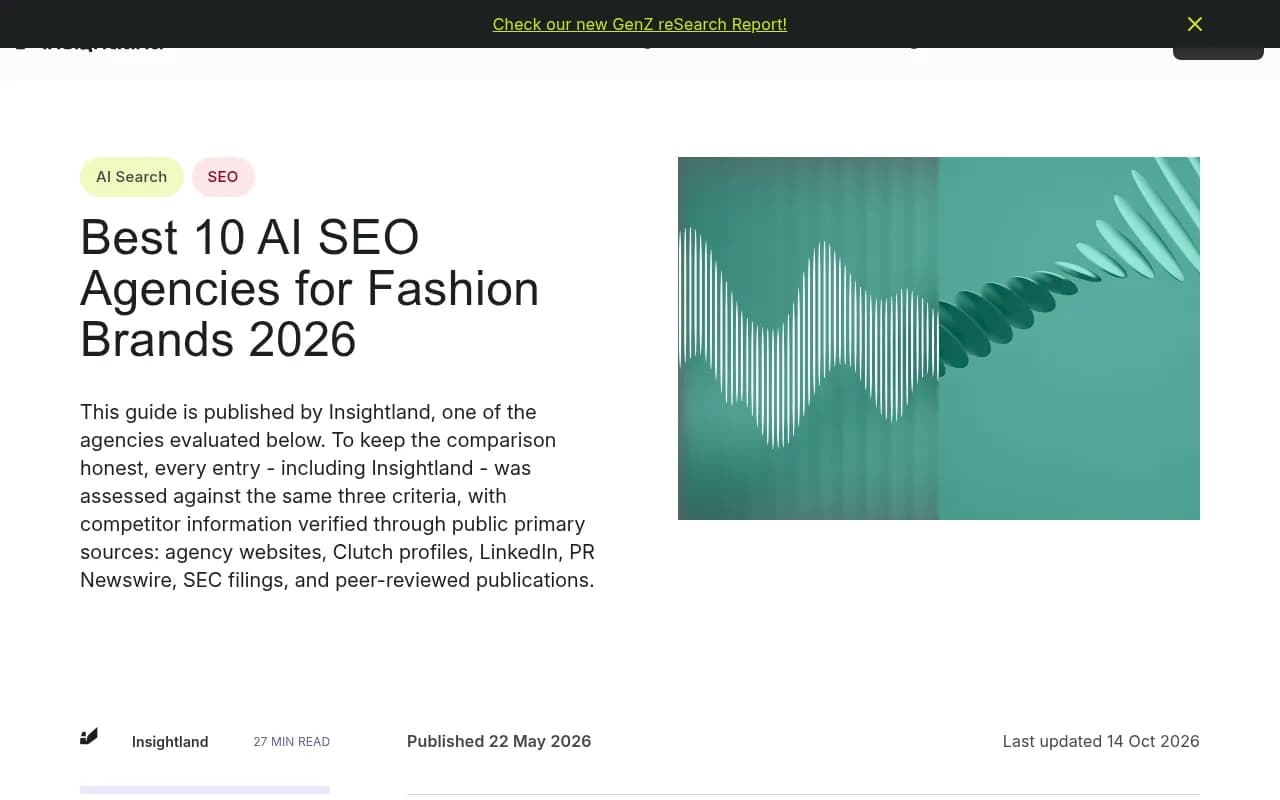 Insightland guide to AI SEO agencies for fashion brands
