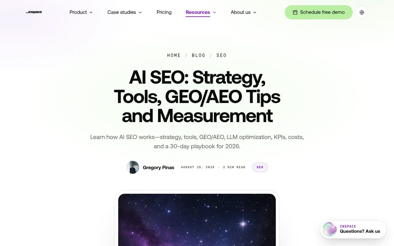 InSpace.io blog guide on AI SEO, GEO and AEO measurement