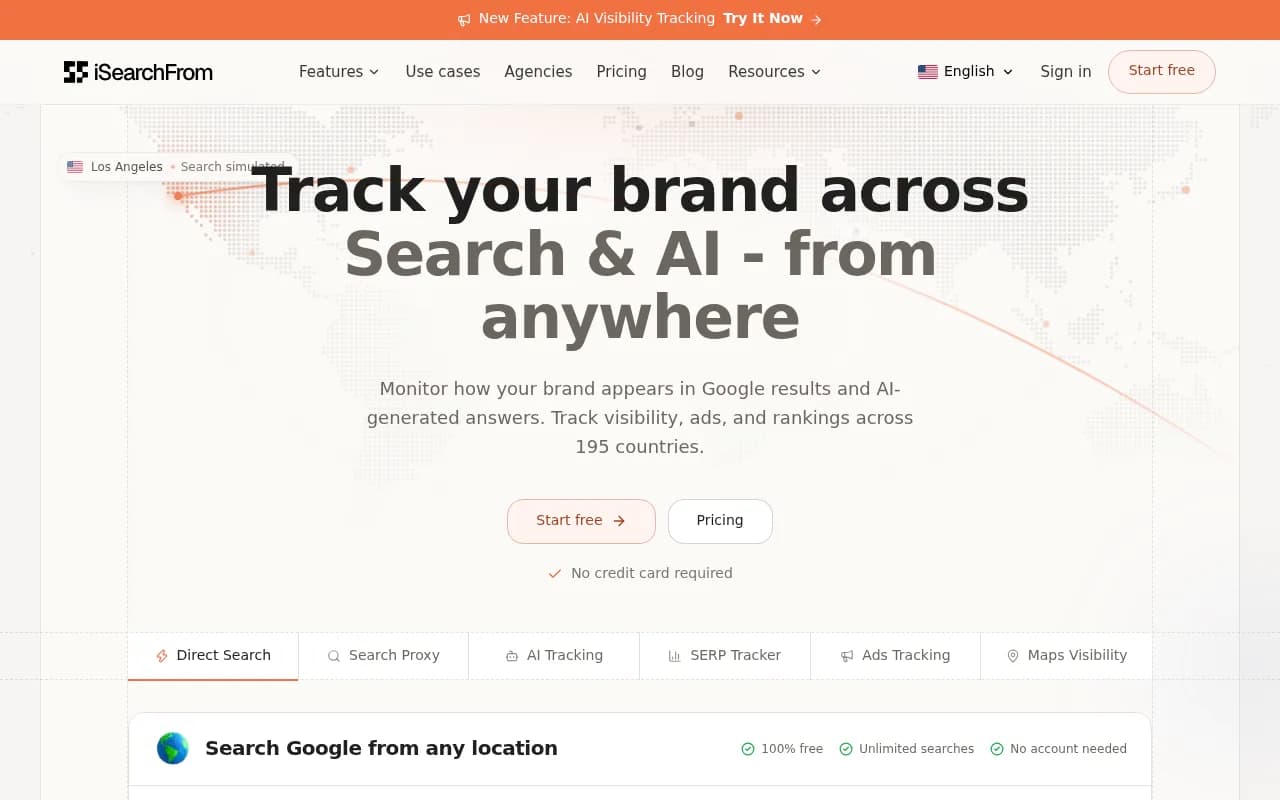 iSearchFrom lets you set country, city, and language for a Google search