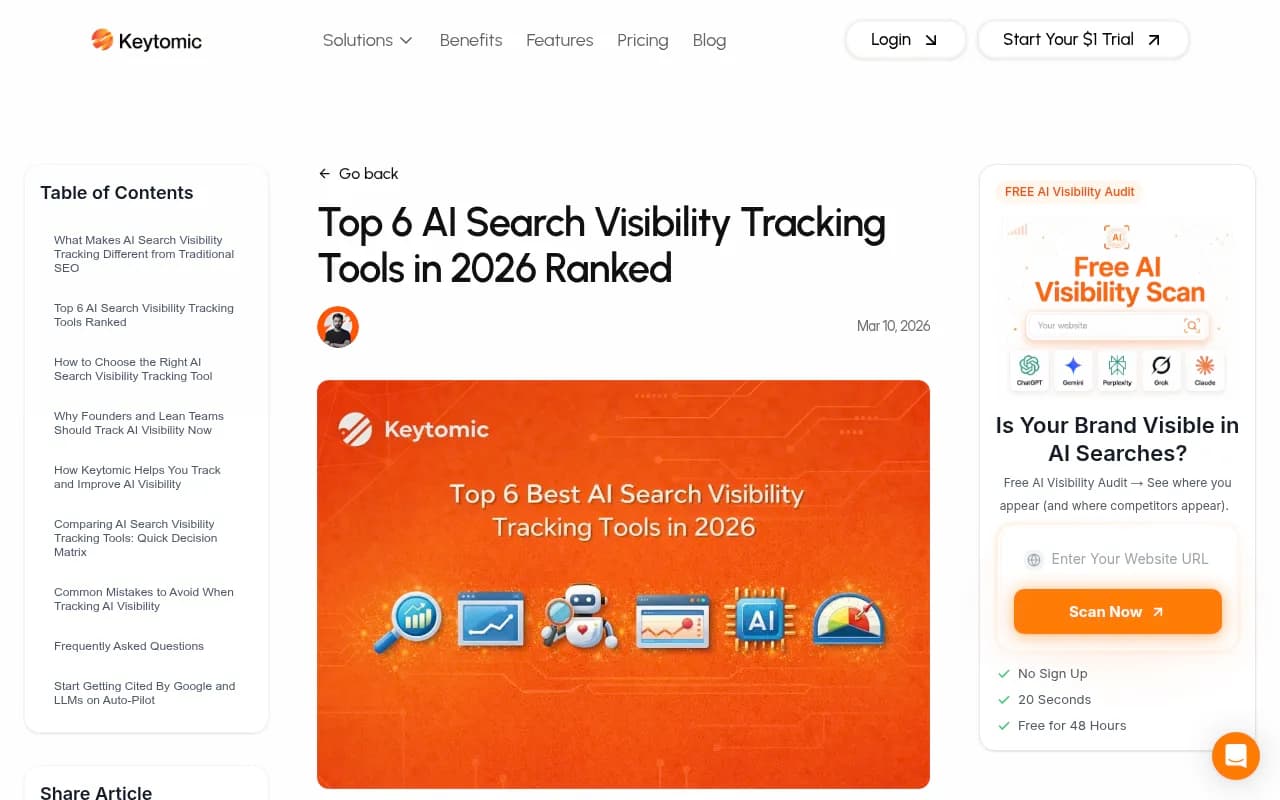Top AI search visibility tracking tools compared in 2026