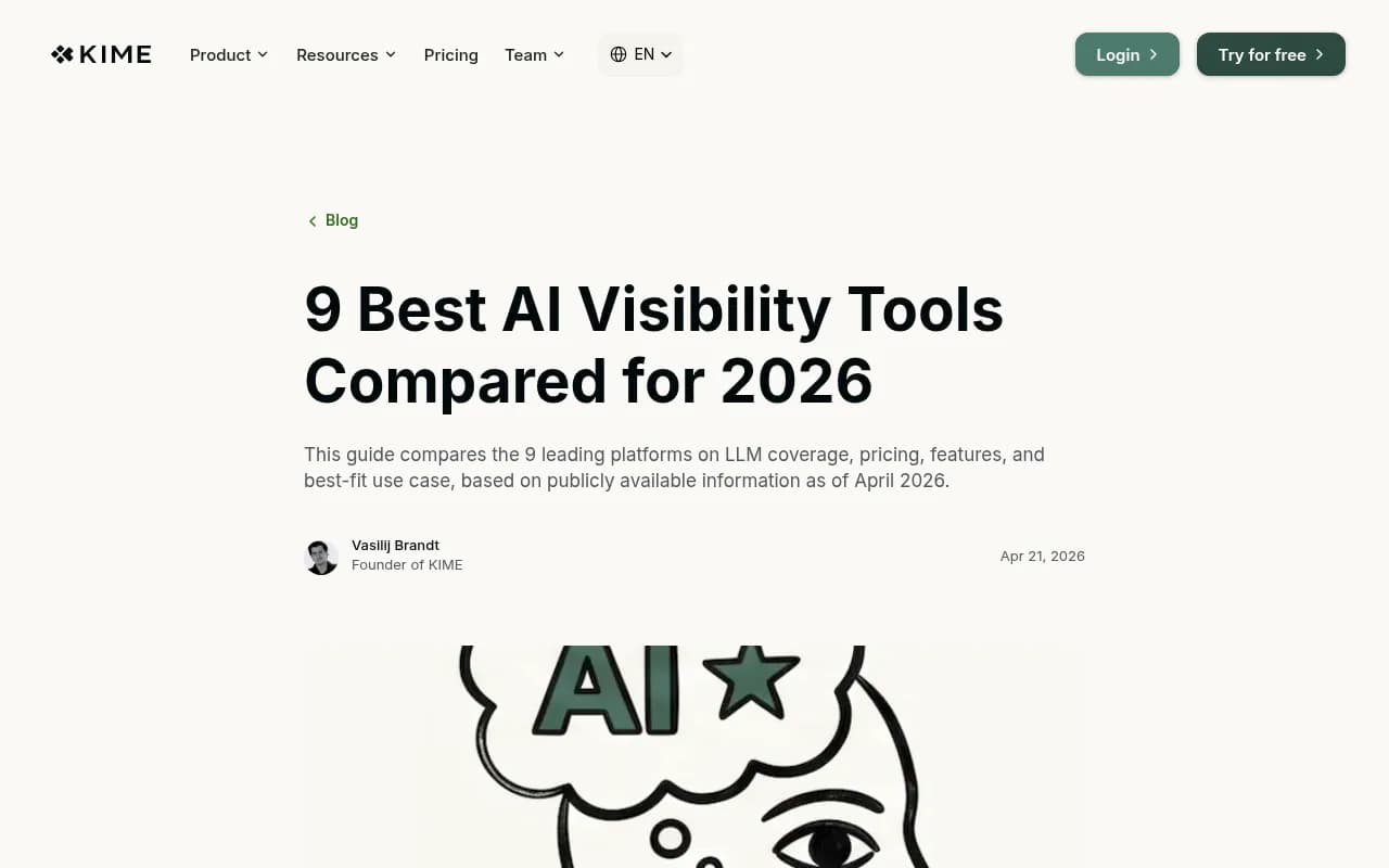 Comparison of AI visibility tools for 2026 showing feature sets across leading platforms