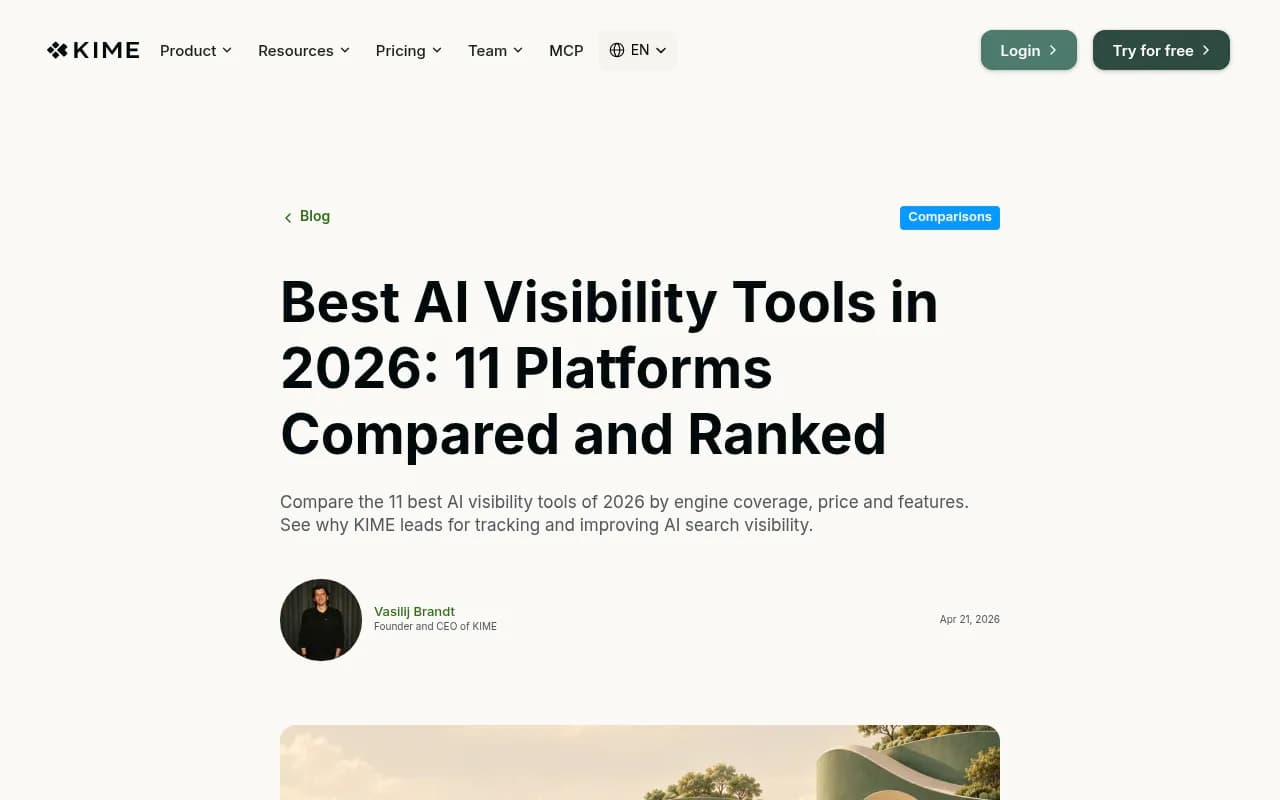 KIME's ranked list of AI visibility tools