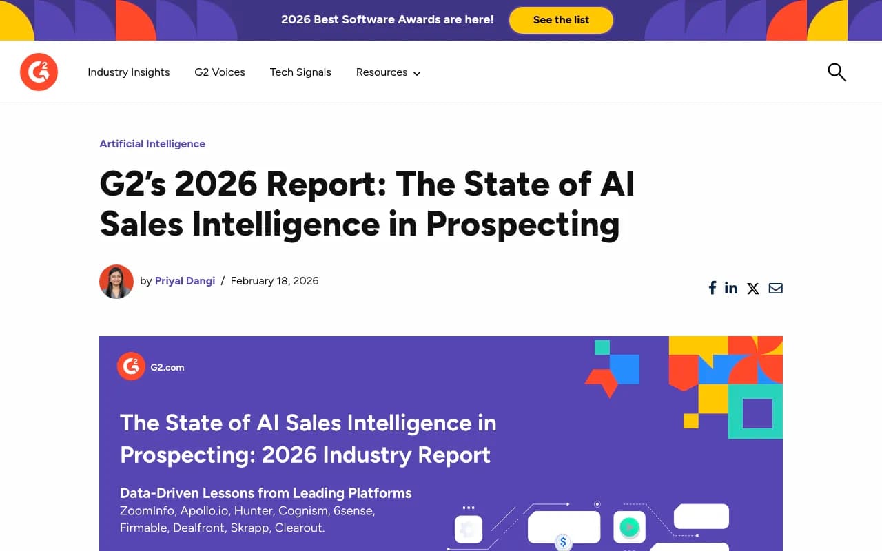 G2 2026 AI Sales Intelligence Report