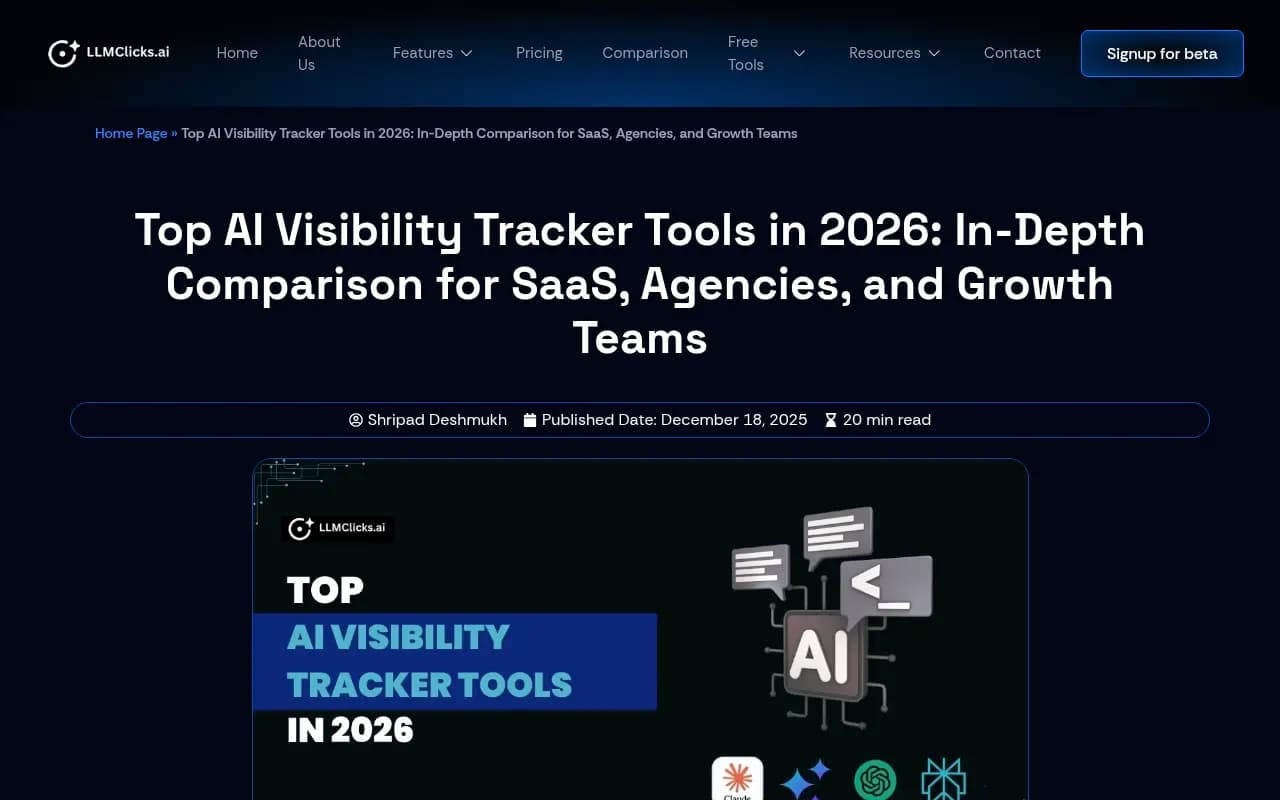 LLMClicks blog comparing top AI visibility tracker tools