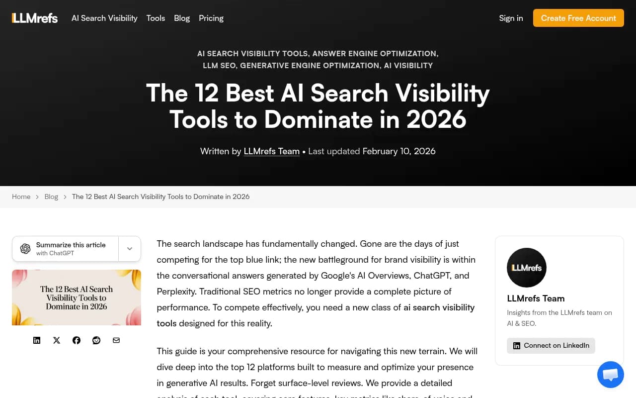 AI search visibility dashboard showing prompt tracking and citations