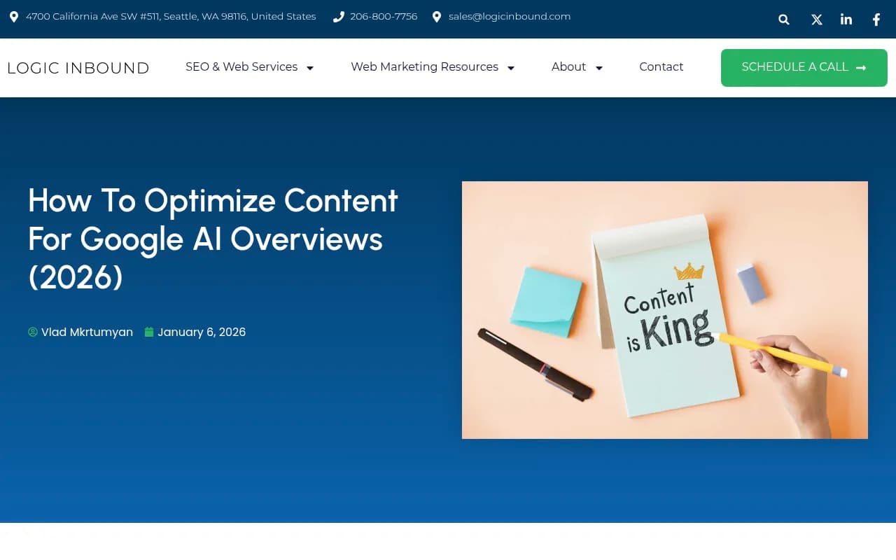 Logic Inbound's guide on structuring content for AI Overviews