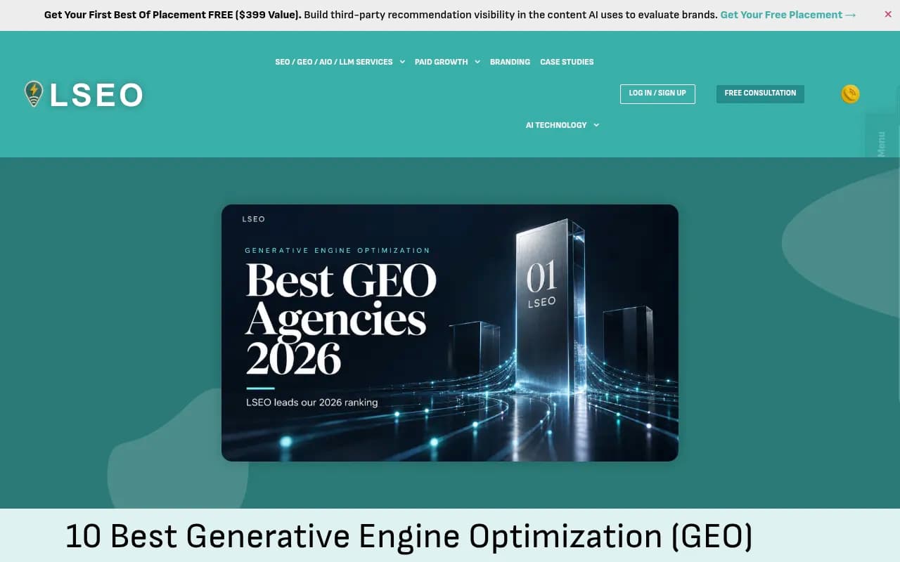 LSEO's ranking of GEO agencies for 2026