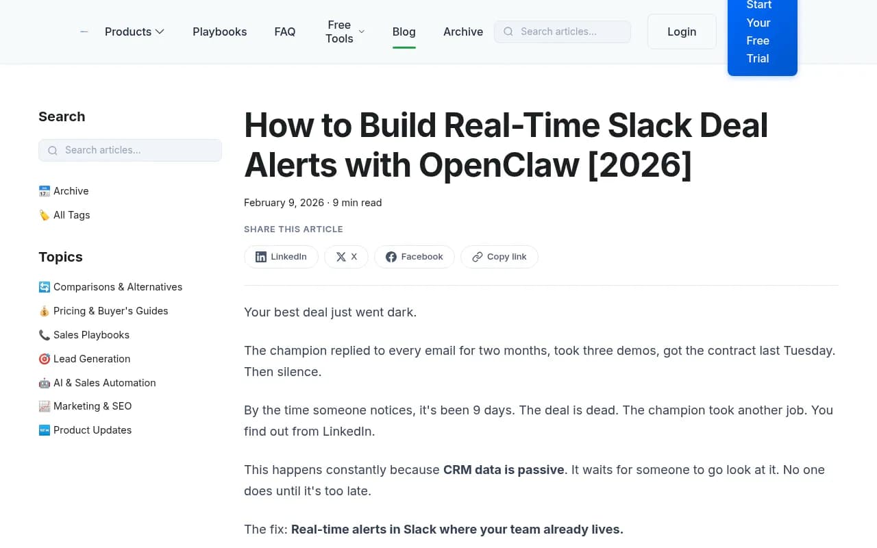 Real-time Slack deal alert example