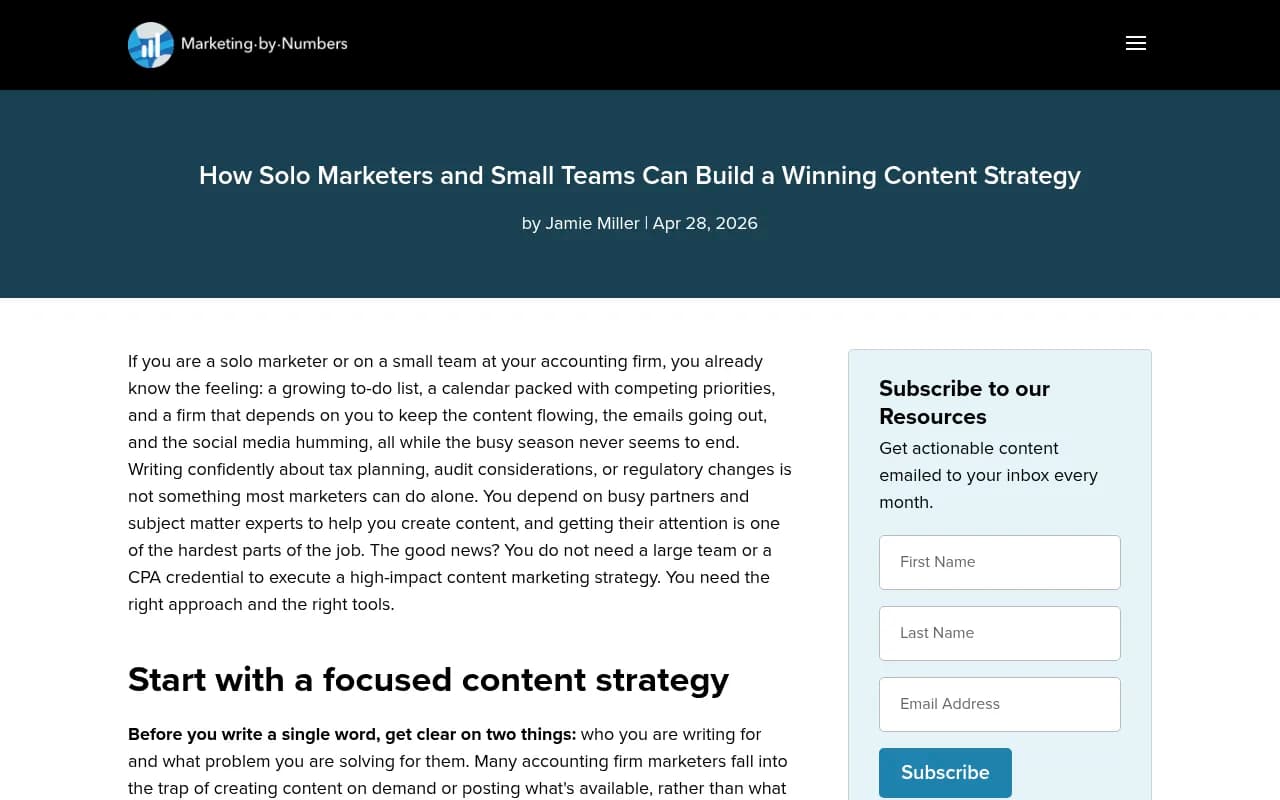 A content strategy framework built for solo marketers and small teams, emphasizing focus over tool sprawl