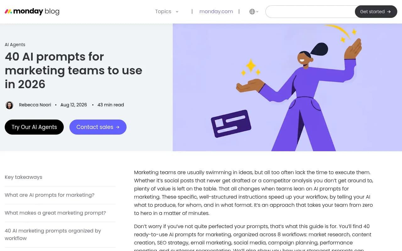 monday.com's 40 AI prompts for marketing teams guide