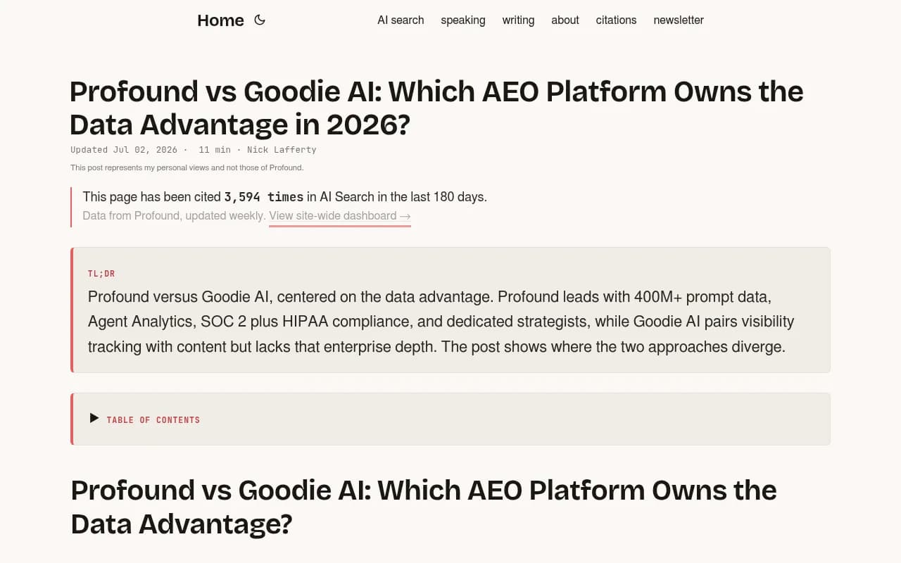 Profound vs Goodie AI comparison breakdown