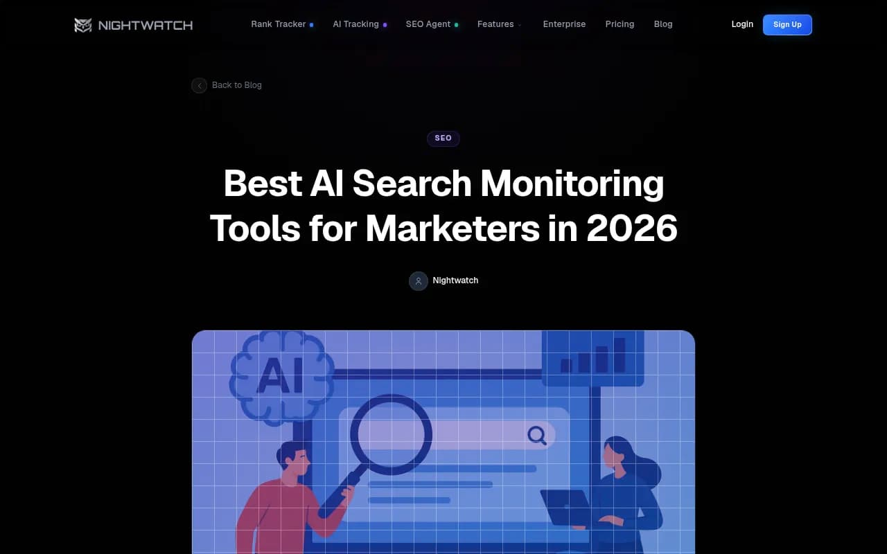 Nightwatch's 2026 guide to AI search monitoring tools, covering how brands track visibility across ChatGPT, Perplexity, and Google AI Overviews