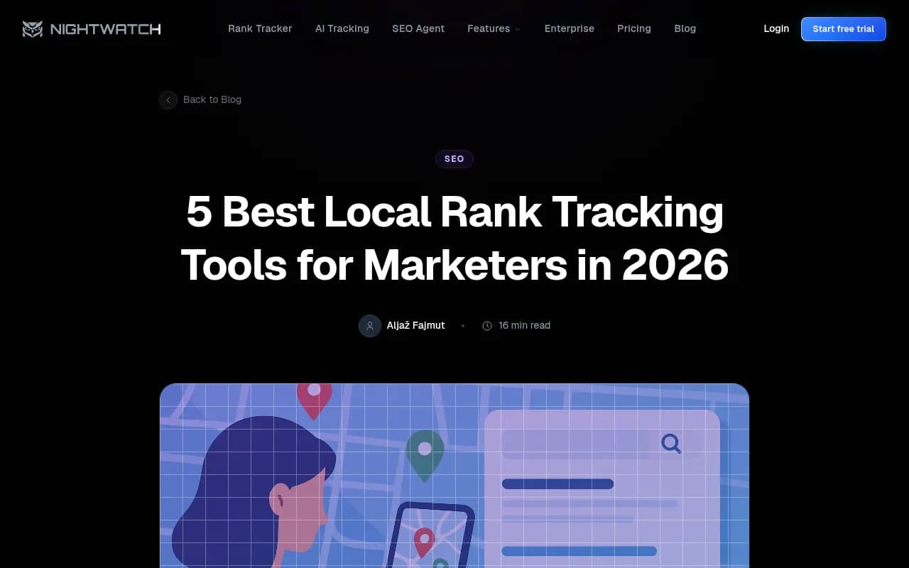 Nightwatch's guide to local rank tracking tools with GPS geo-grid explanations