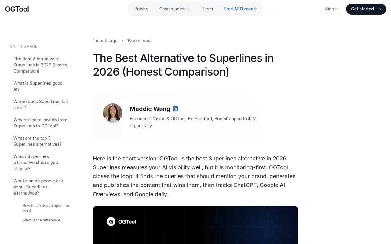 OGTool's comparison page for Superlines alternatives