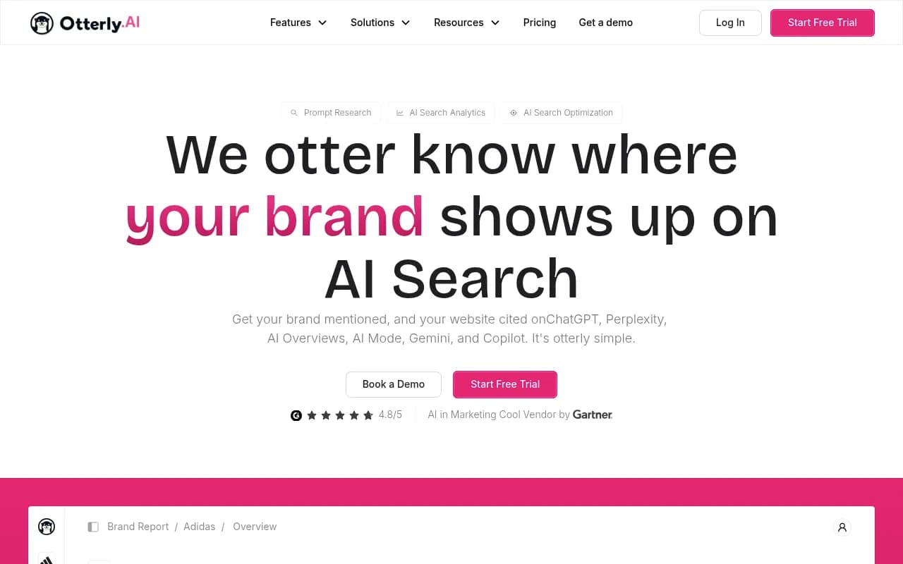 Otterly.AI brand coverage dashboard showing competitor comparison across AI search engines