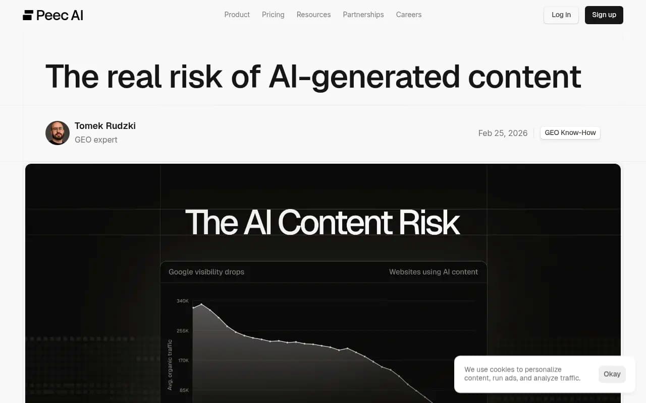 Peec AI's blog post on the real risk of AI-generated content