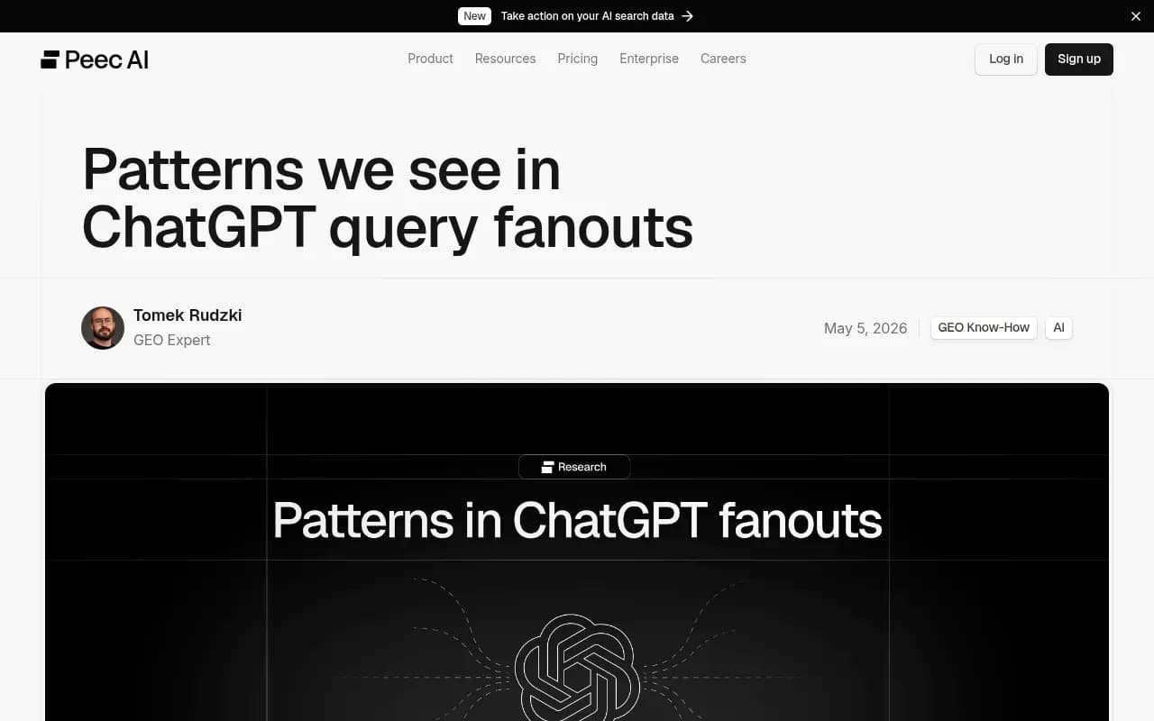 Peec AI's write-up of patterns across ChatGPT query fanouts
