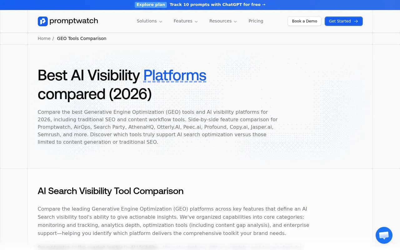 Comparison of leading GEO and AI visibility platforms in 2026