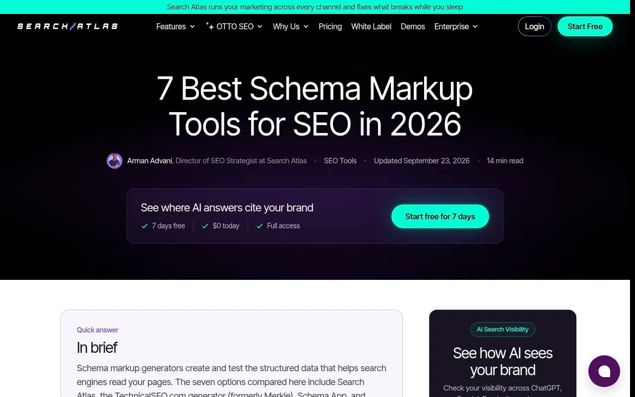 Search Atlas guide to schema markup tools