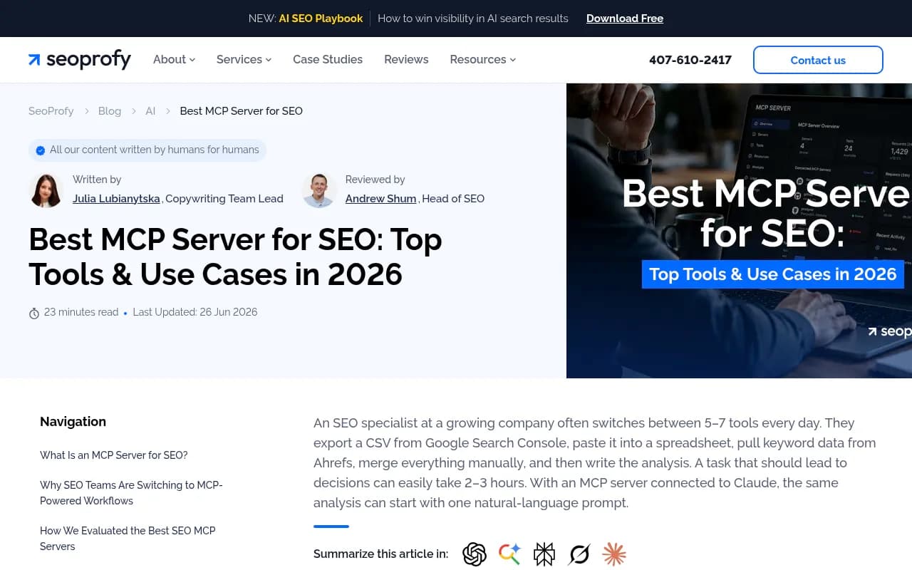 Ahrefs MCP server documentation showing how it connects live keyword and backlink data to AI assistants